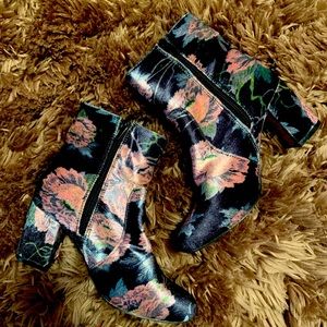 Velvet floral booties